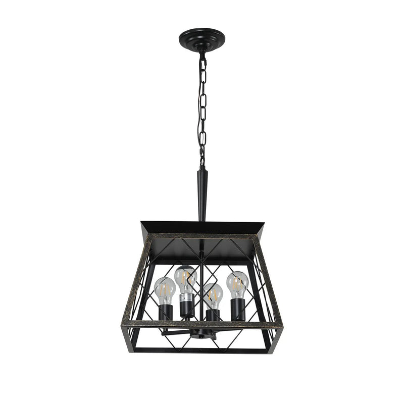 16" Black Gold Industrial Pendant Chandelier by HouseOfZazla