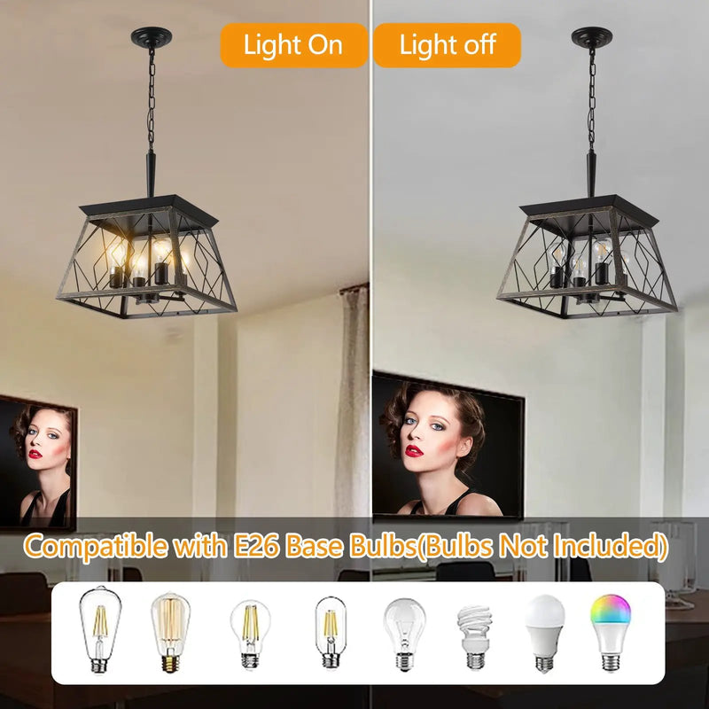 16" Black Gold Industrial Pendant Chandelier by HouseOfZazla
