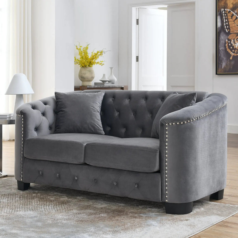 59-Inch Modern Chesterfield Velvet Sofa by HouseOfZazla