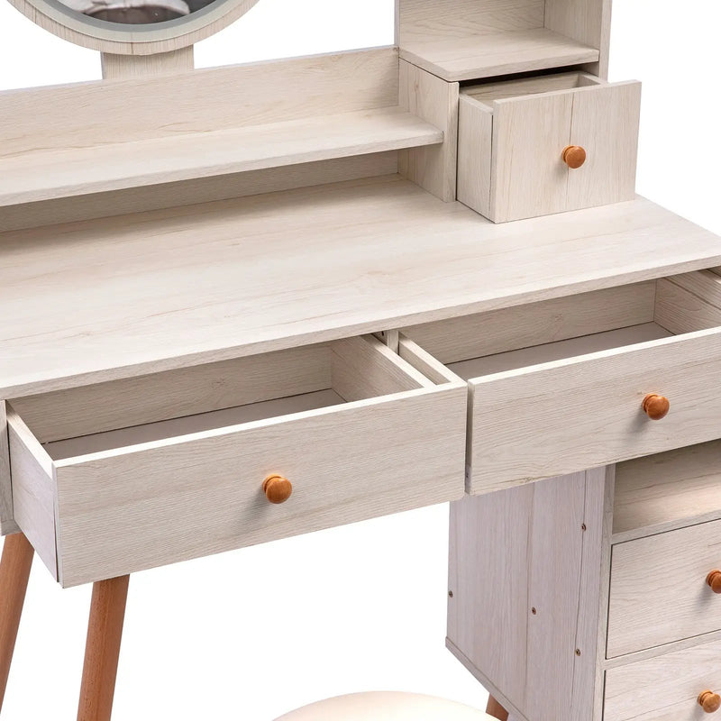 CRAZY ELF Stylish Vanity Table + Cushioned Stool by HouseOfZazla