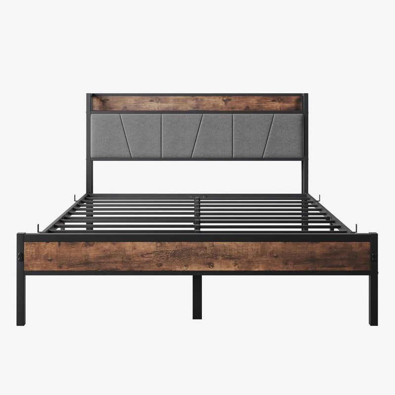 Queen Size Bed Frame with Storage Headboard and Charging Station by HouseOfZazla