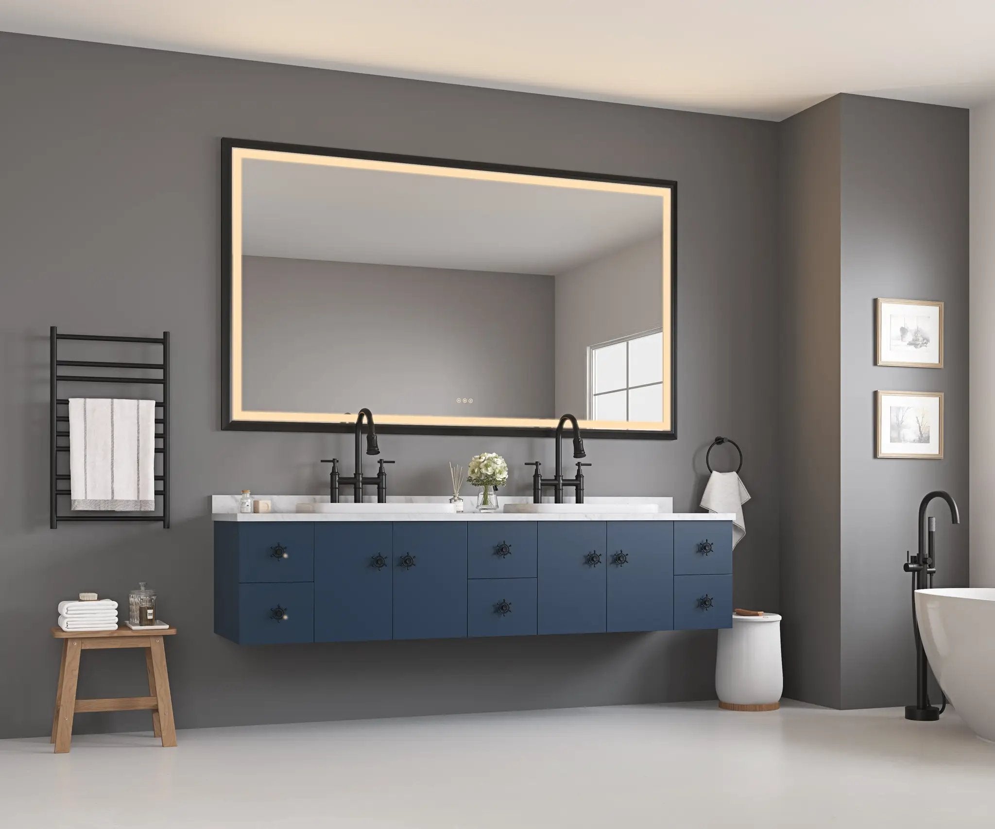Oversized Rectangular Bathroom Mirror by HouseOfZazla