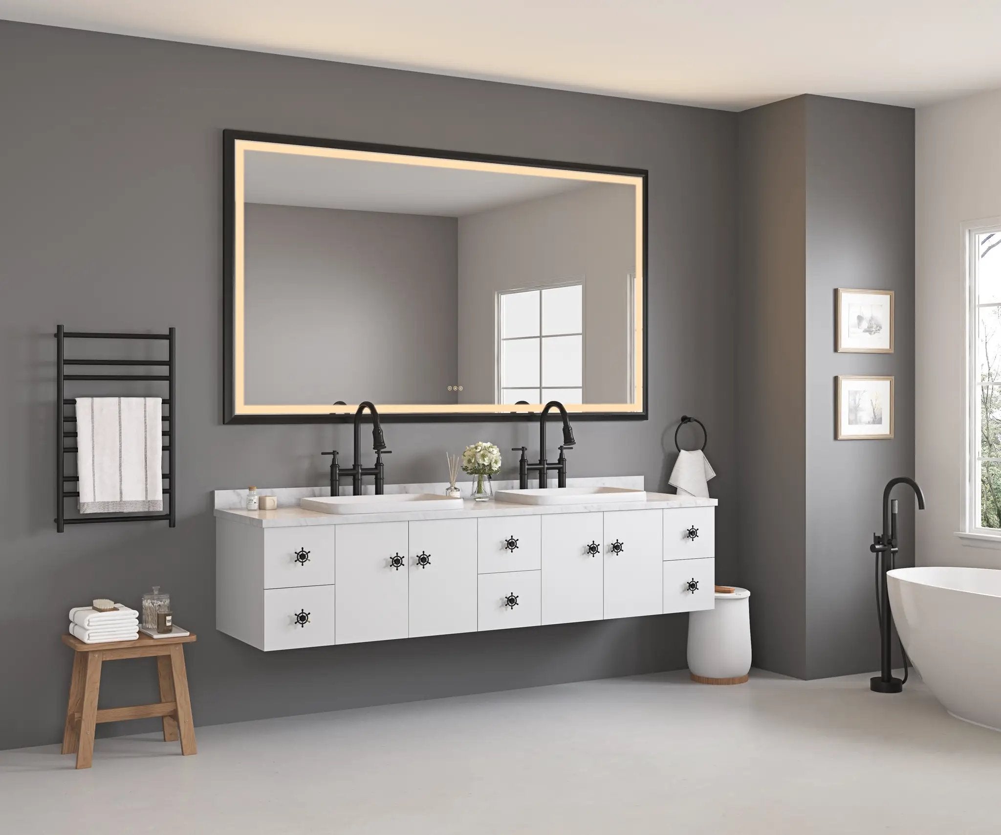 Oversized Rectangular Bathroom Mirror by HouseOfZazla