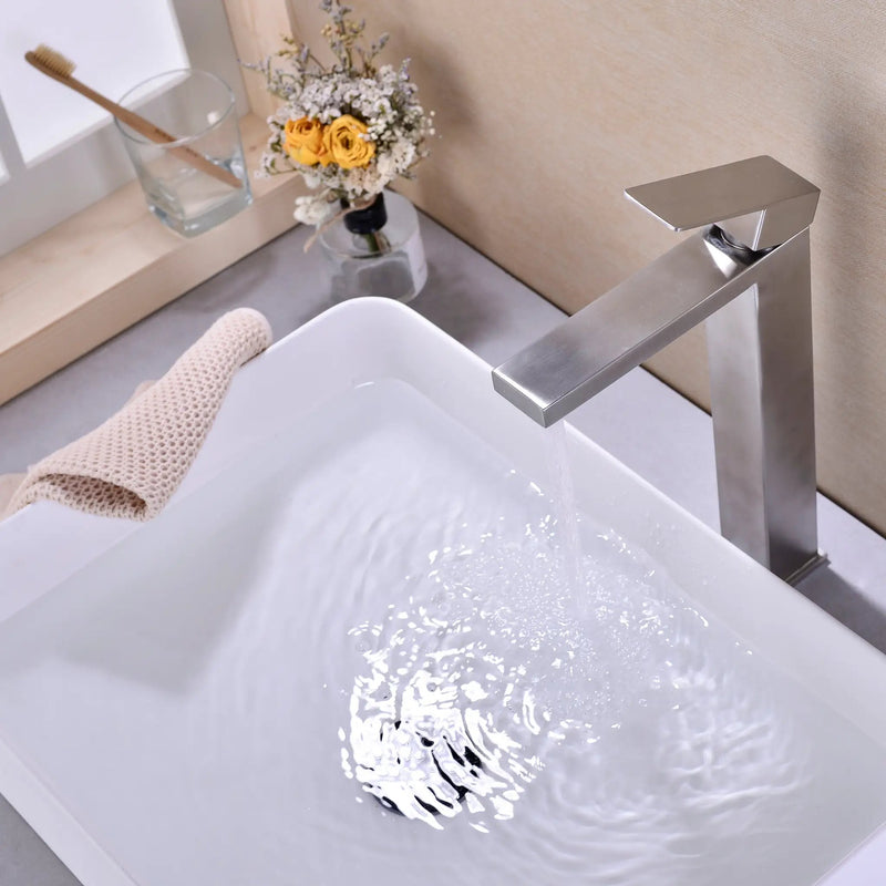 Single Handle Sink Brushed Nickel Vanity Bathroom Faucet by HouseOfZazla