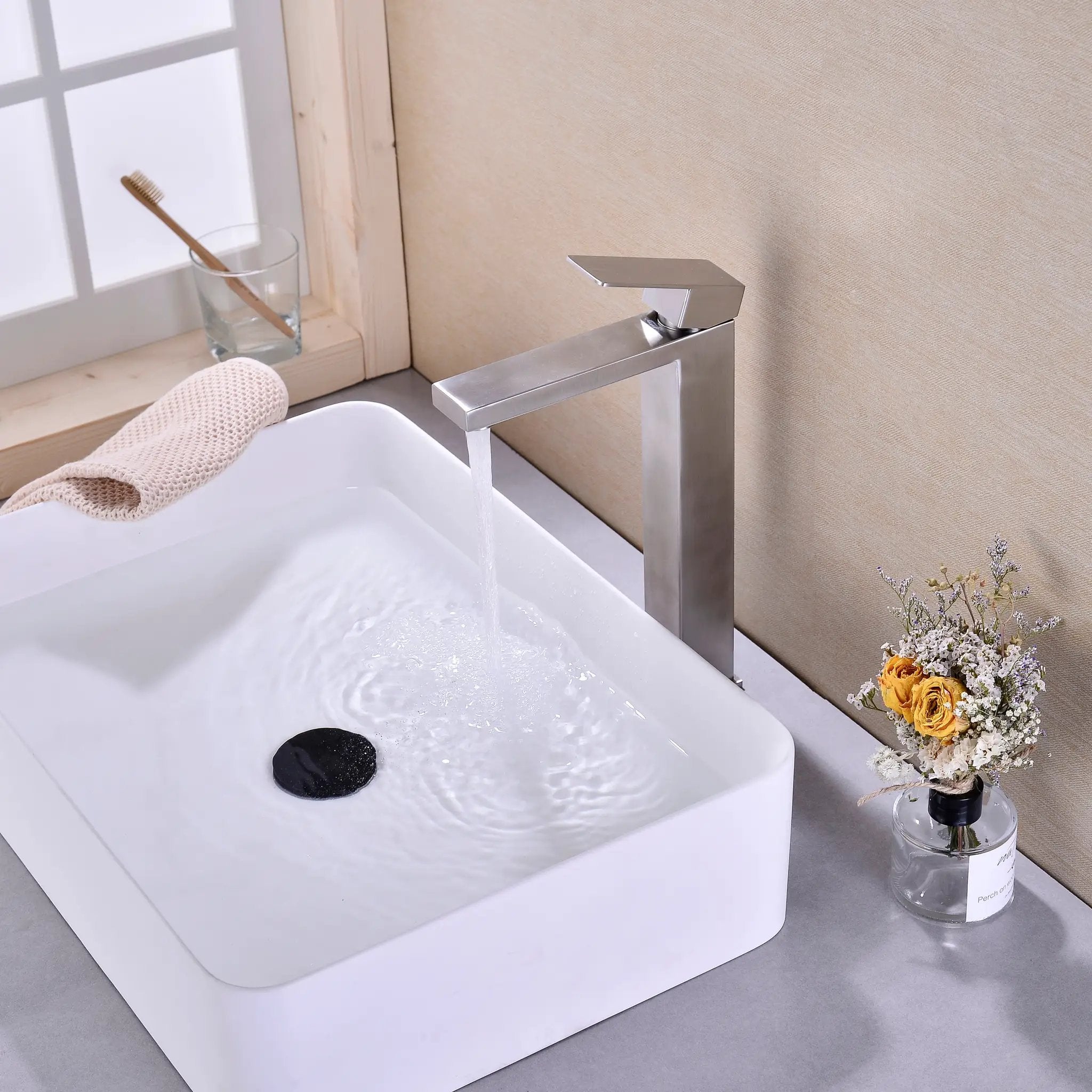 Single Handle Sink Brushed Nickel Vanity Bathroom Faucet by HouseOfZazla