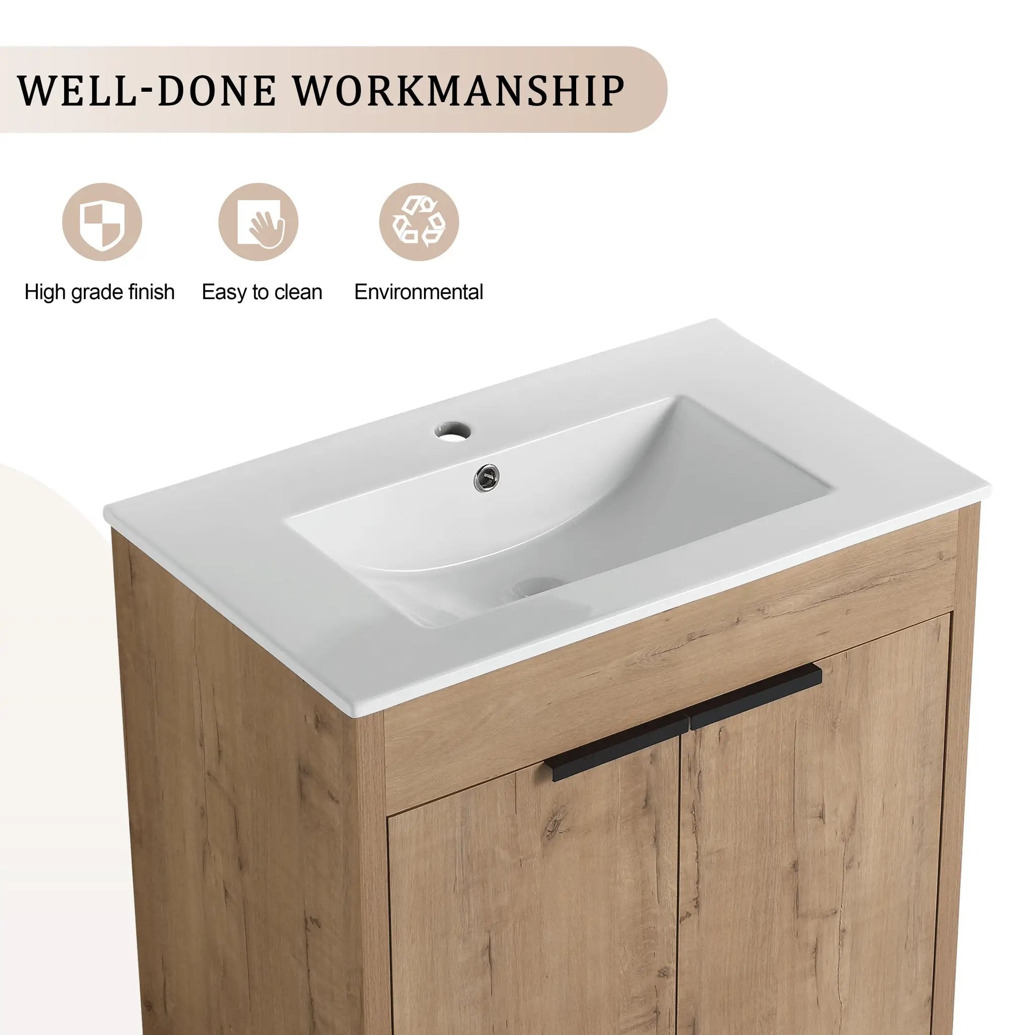 30" Freestanding Bathroom Vanity with Integrated Sink by HouseOfZazla