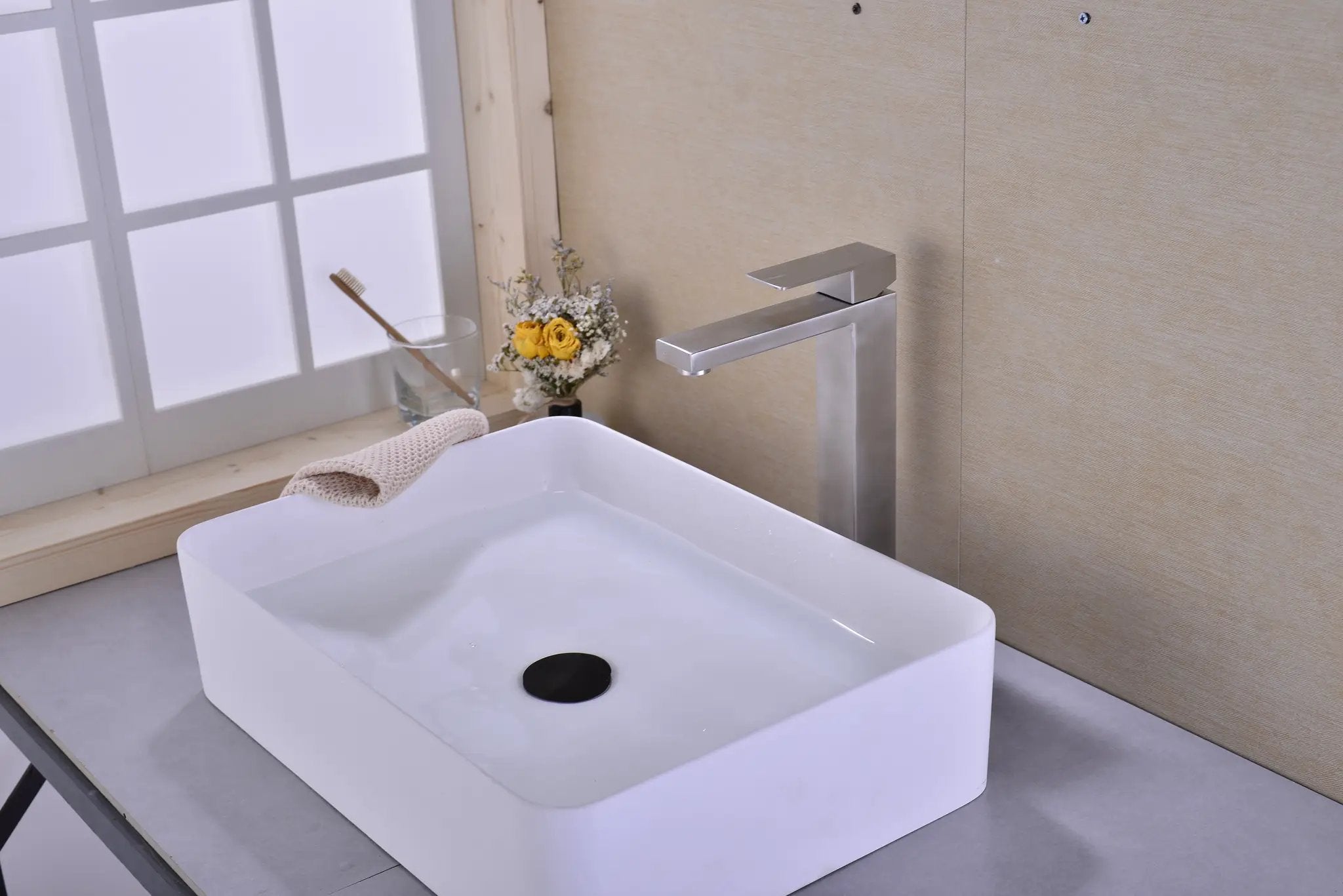 Single Handle Sink Brushed Nickel Vanity Bathroom Faucet by HouseOfZazla
