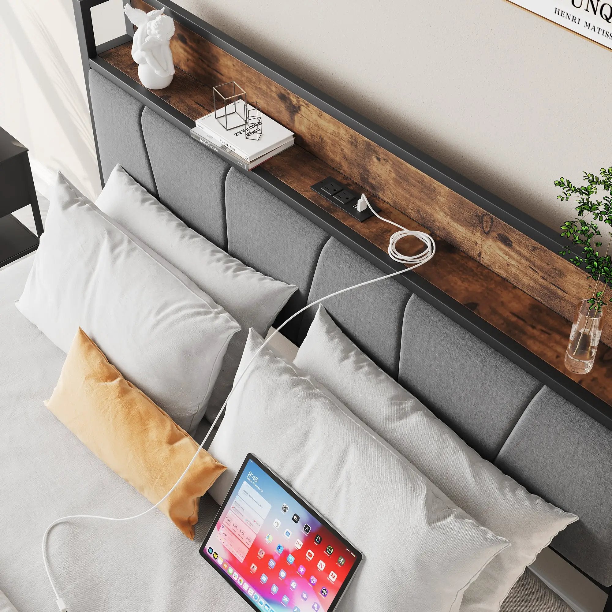 Full Size Bed Frame with Storage Headboard by HouseOfZazla