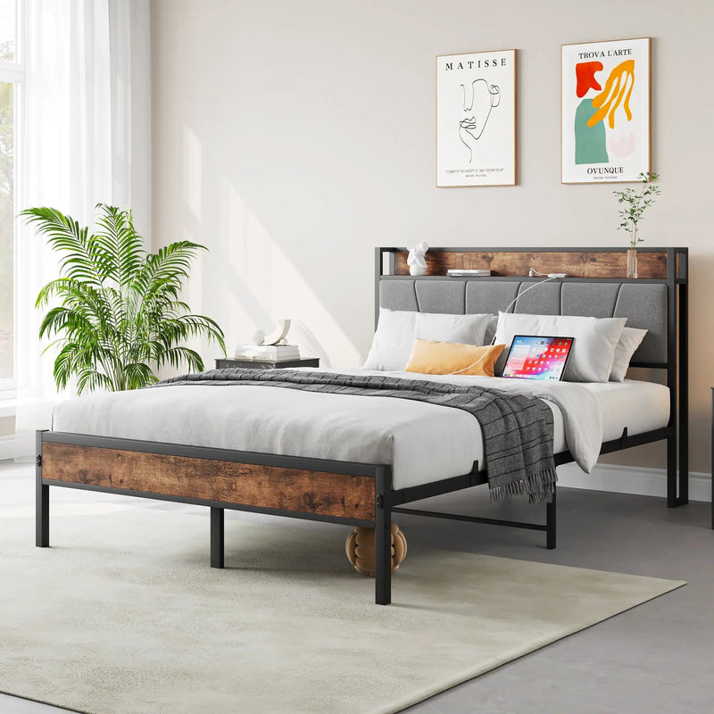 Full Size Bed Frame with Storage Headboard by HouseOfZazla