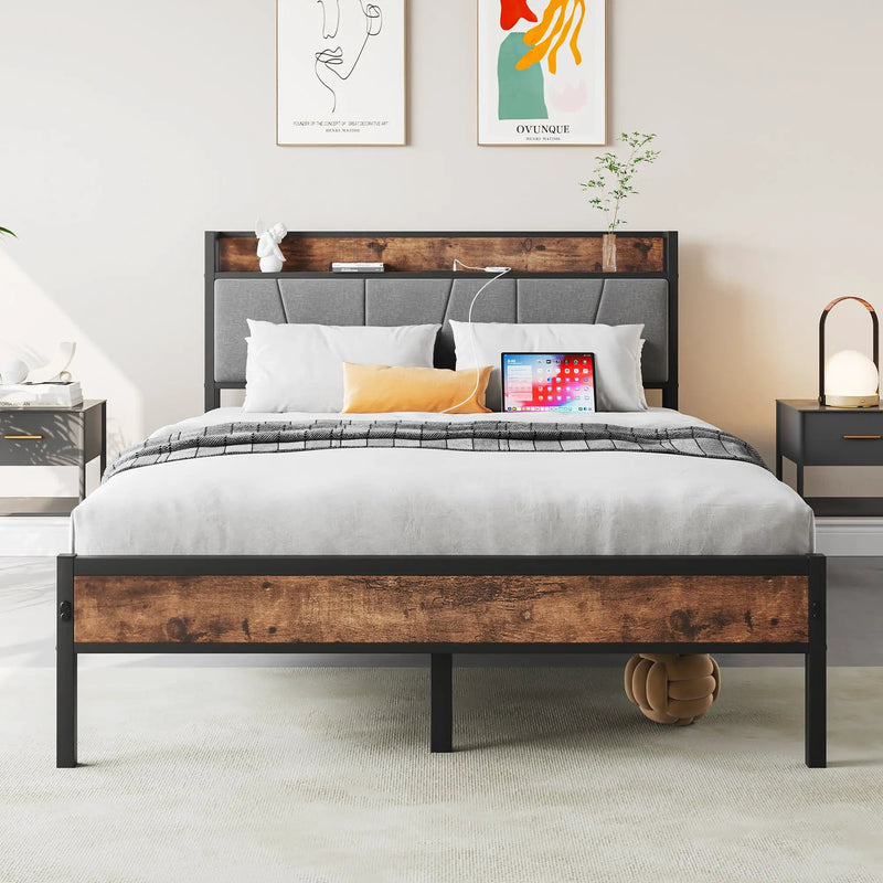Full Size Bed Frame with Storage Headboard by HouseOfZazla