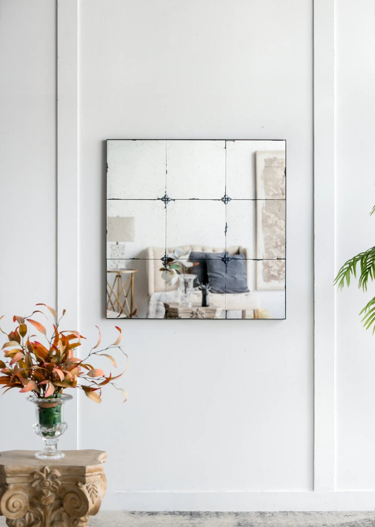 36x36" Traditional Decor Style Antique Glass Panel Mirror by HouseOfZazla