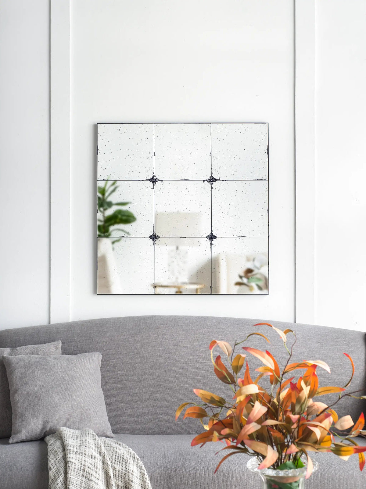 36x36" Traditional Decor Style Antique Glass Panel Mirror by HouseOfZazla