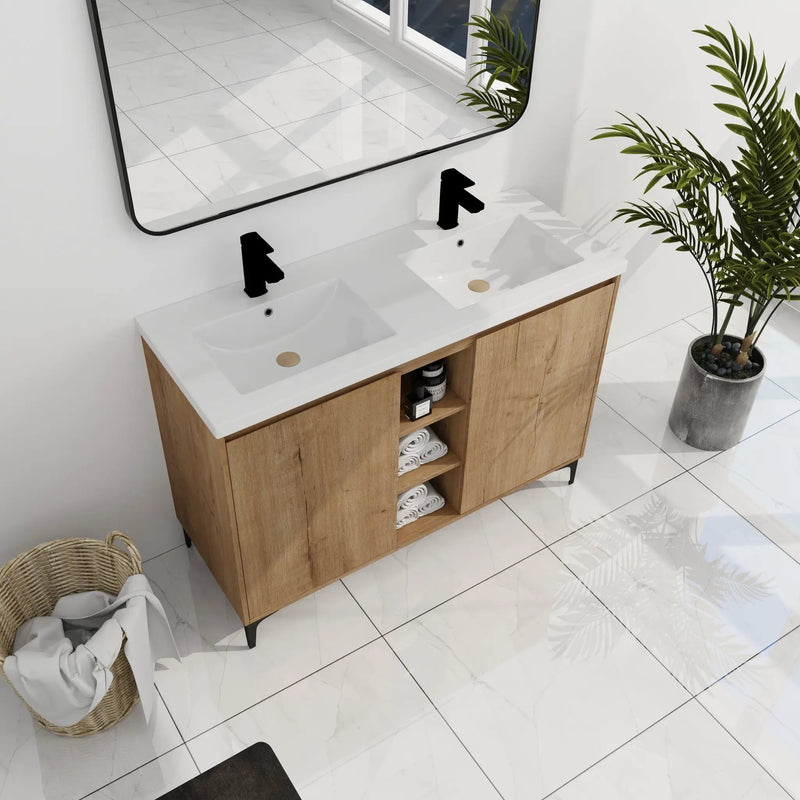 48" Freestanding Bathroom Vanity With Double Sink by HouseOfZazla