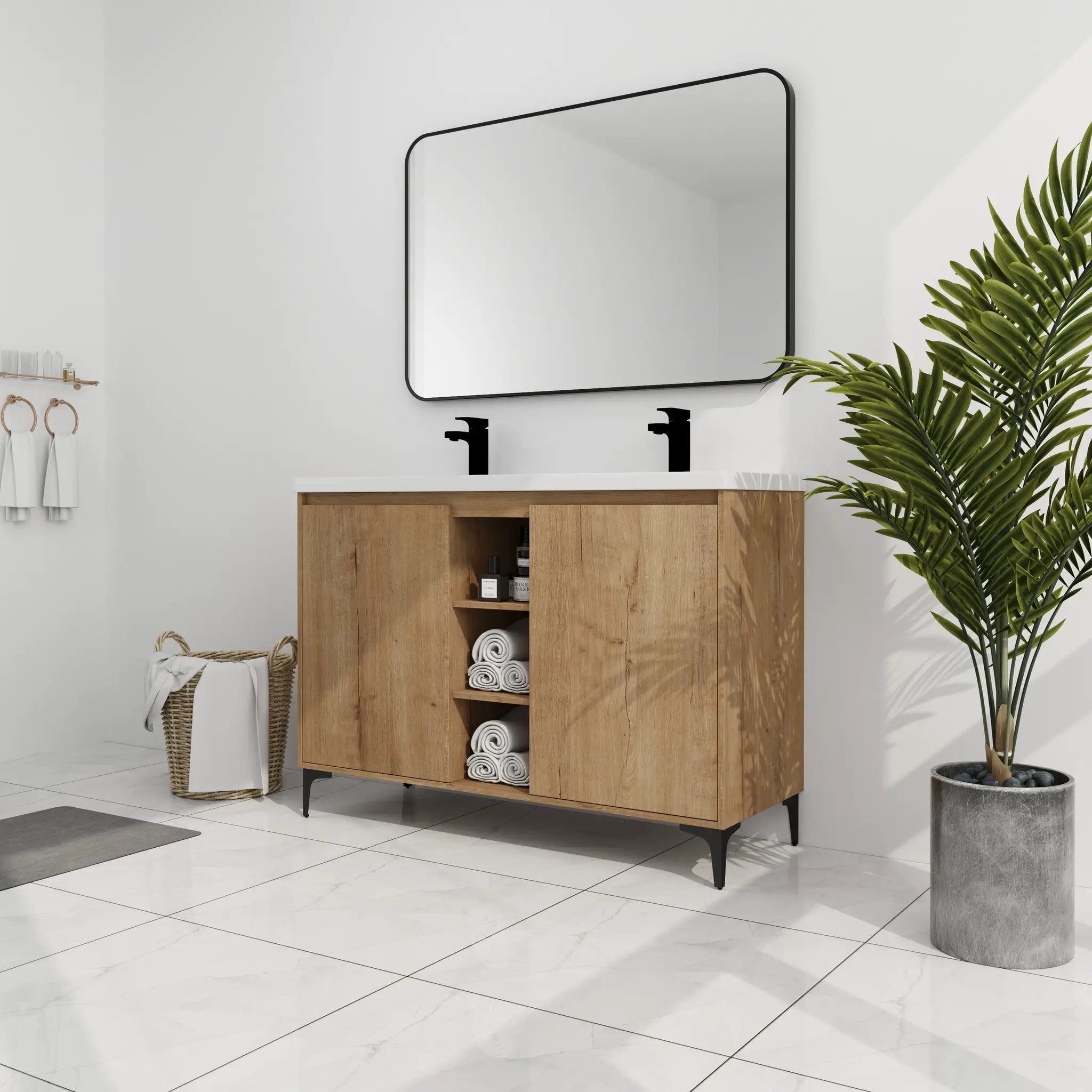 48" Freestanding Bathroom Vanity With Double Sink by HouseOfZazla
