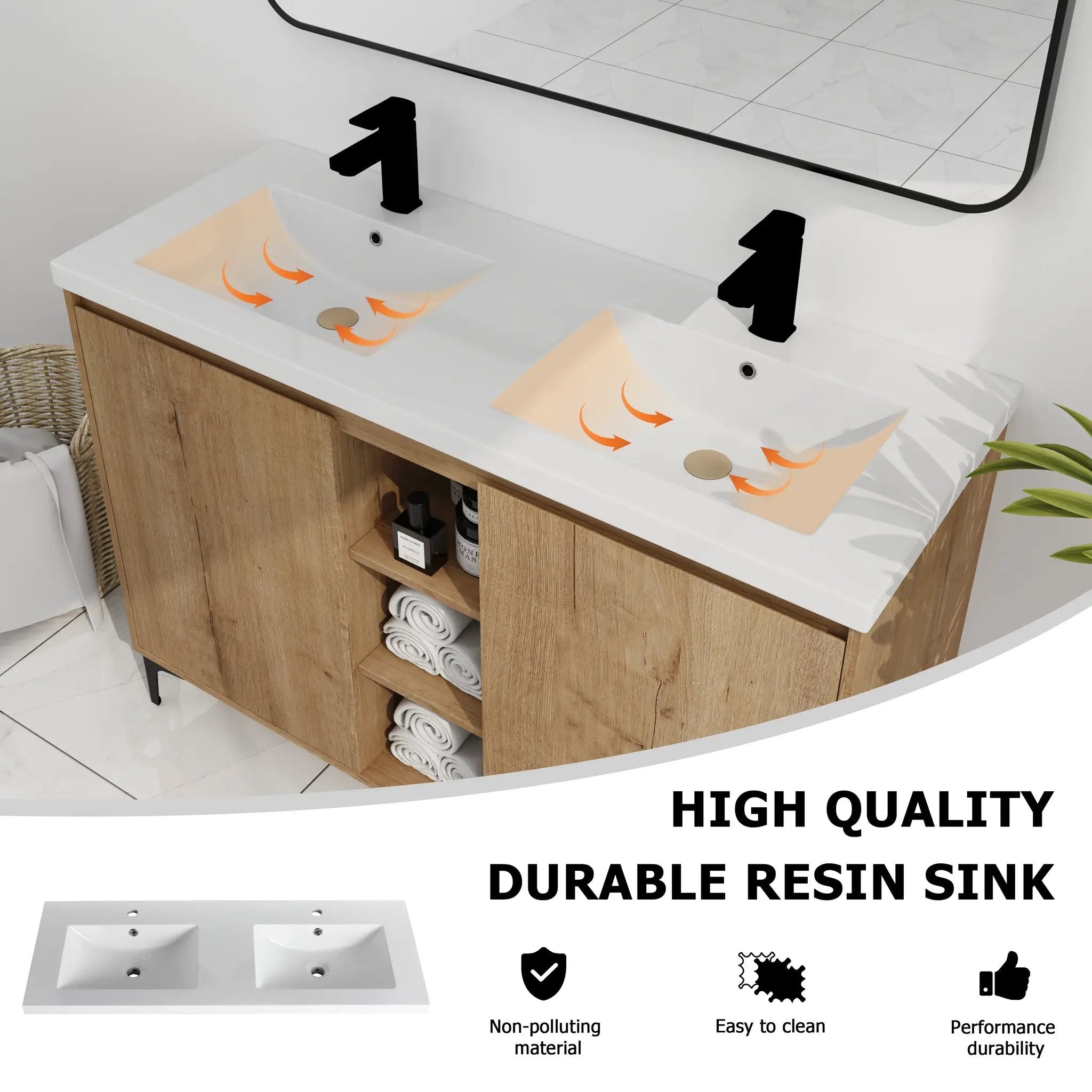 48" Freestanding Bathroom Vanity With Double Sink by HouseOfZazla