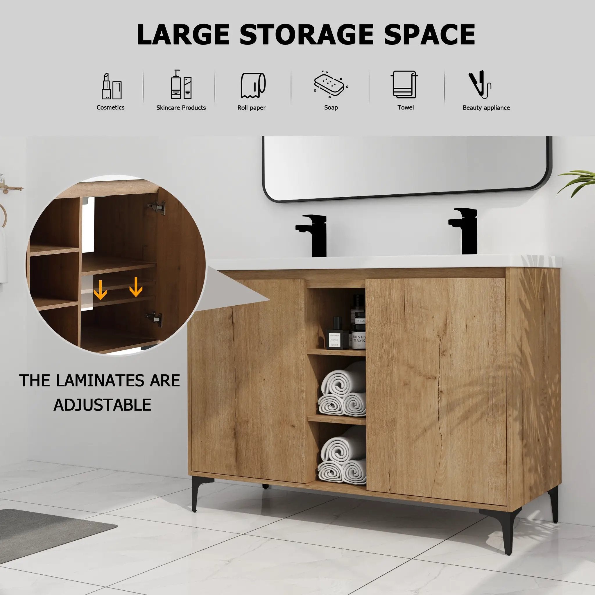 48" Freestanding Bathroom Vanity With Double Sink by HouseOfZazla