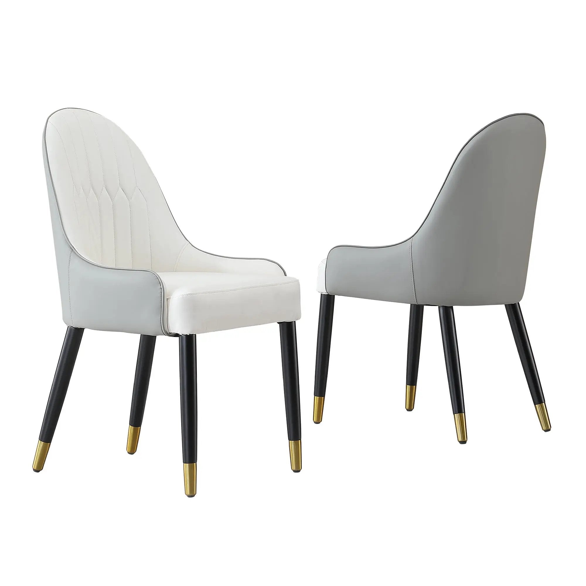 Modern Dining Chairs Set of 2 pcs Faux Leather and Metal by HouseOfZazla