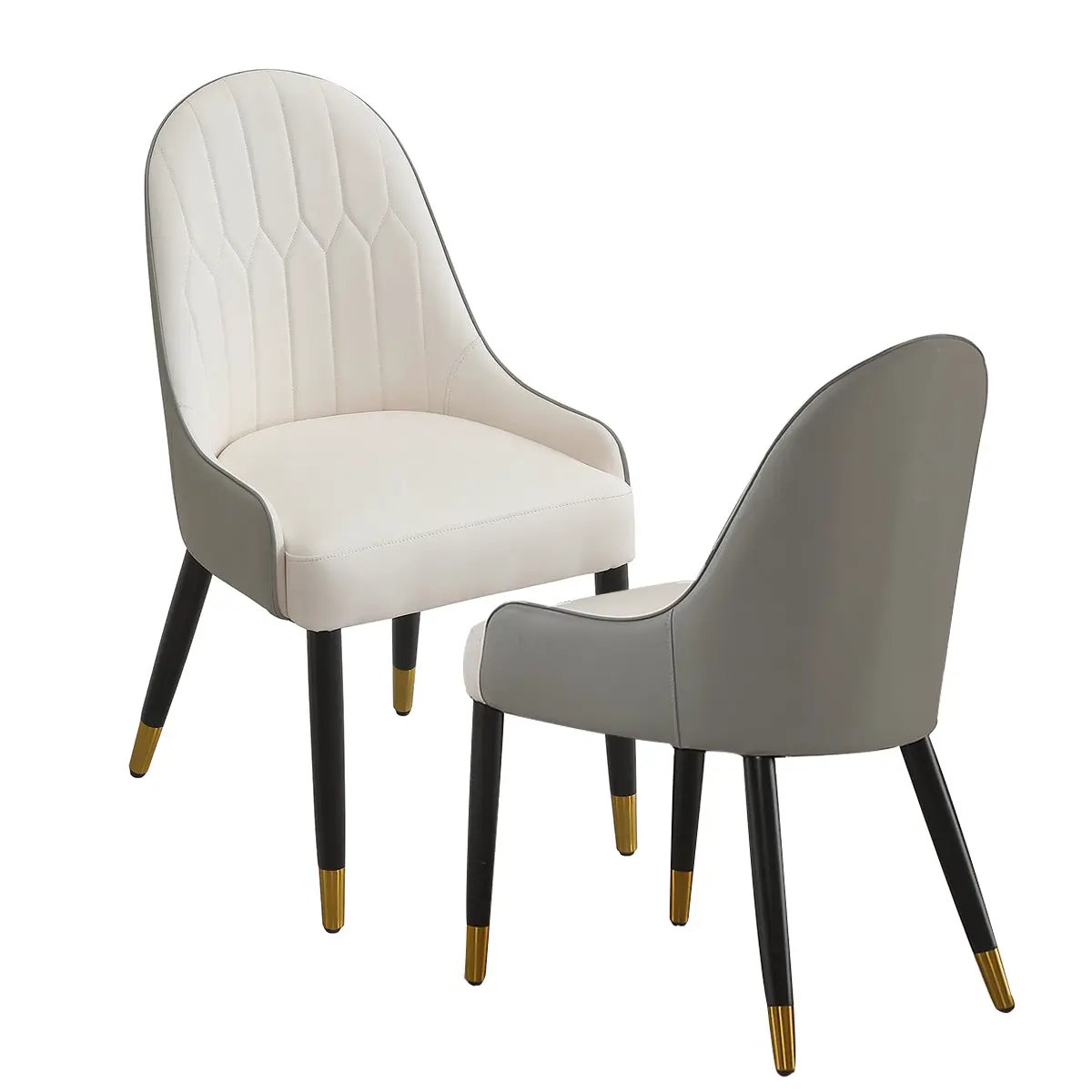 Modern Dining Chairs Set of 2 pcs Faux Leather and Metal by HouseOfZazla