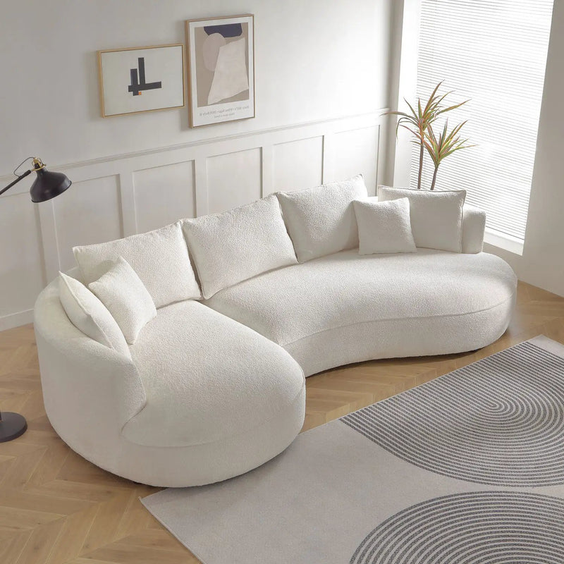 Curved Sofa with Ingenious Shape in Beige by HouseOfZazla