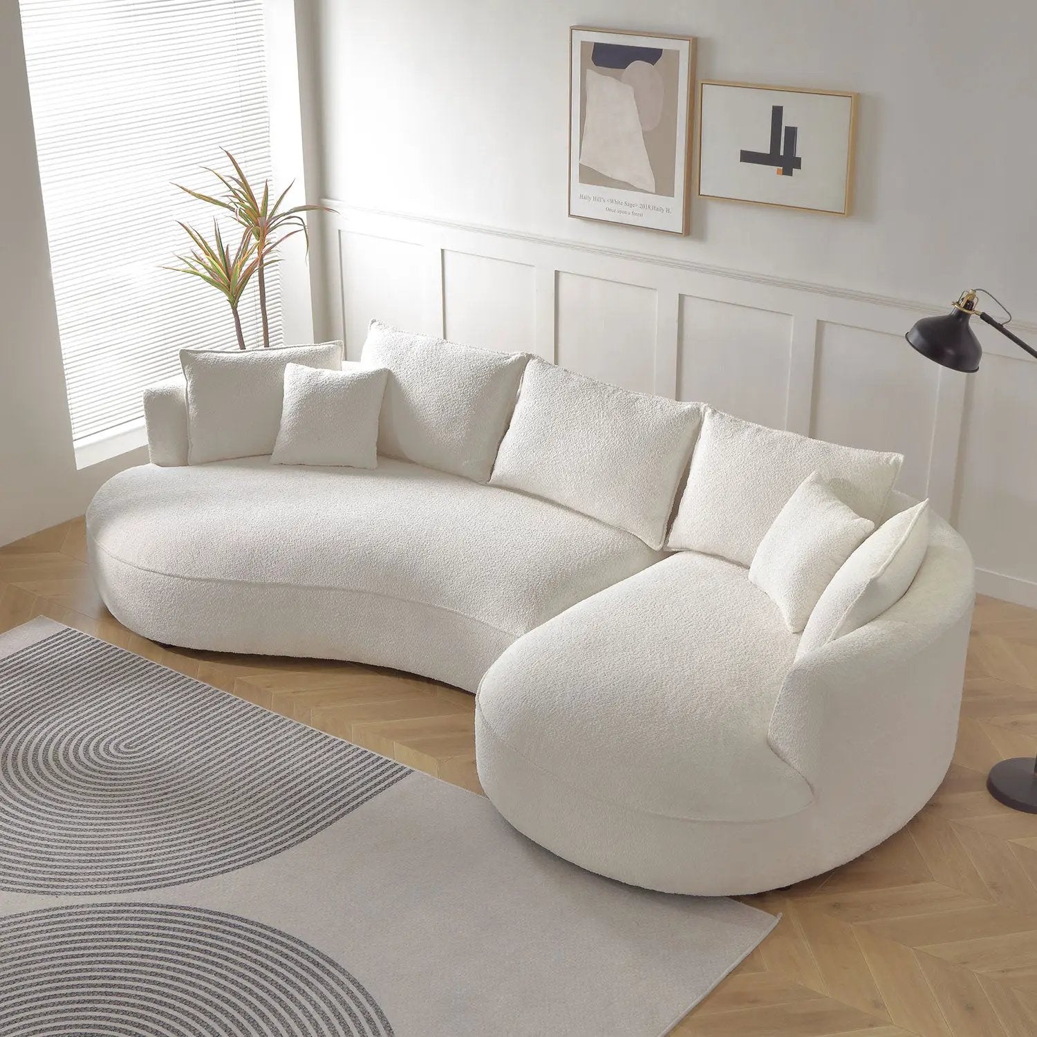 Curved Sofa with Ingenious Shape in Beige by HouseOfZazla