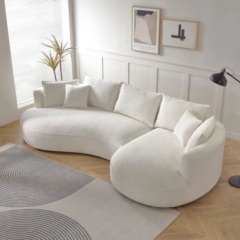 Curved Sofa with Ingenious Shape in Beige by HouseOfZazla