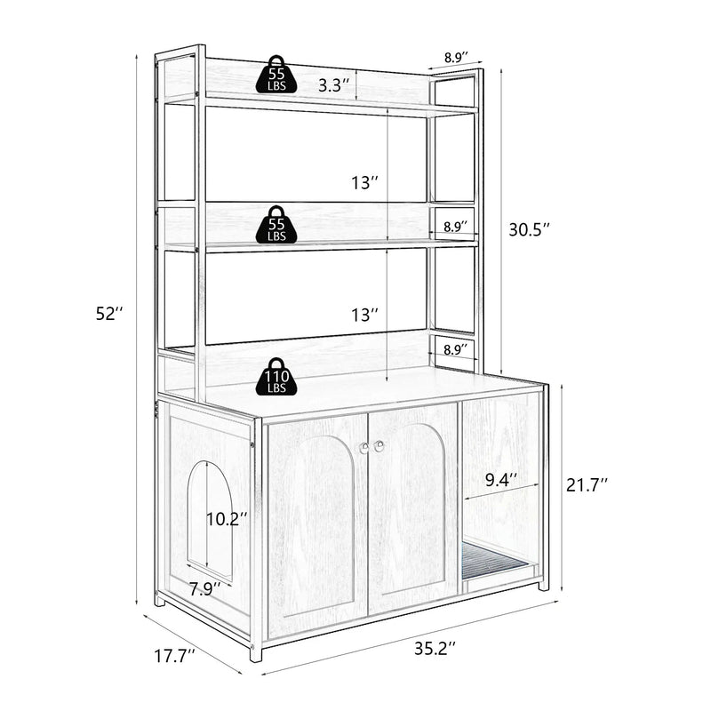 Large Cat Litter Box Enclosure With Shelf Storage by HouseOfZazla
