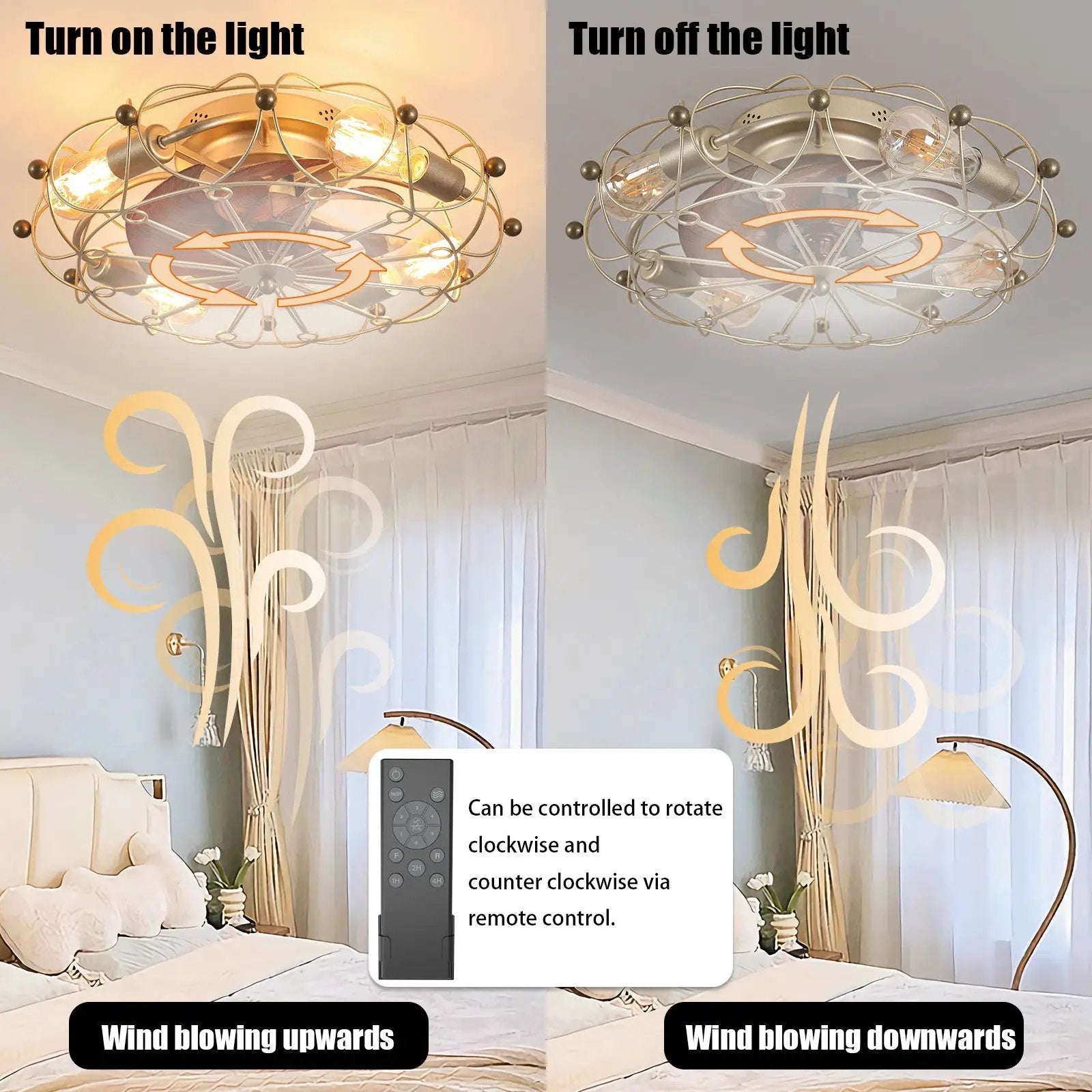 Low Profile Caged Ceiling Fan with Lights Remote Control by HouseOfZazla