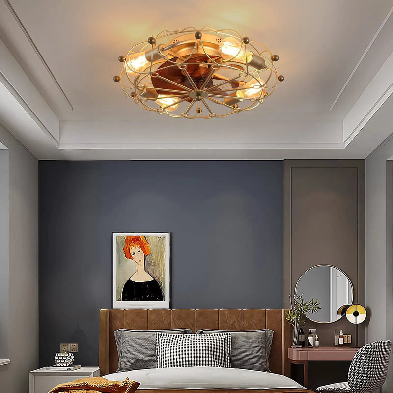 Low Profile Caged Ceiling Fan with Lights Remote Control by HouseOfZazla