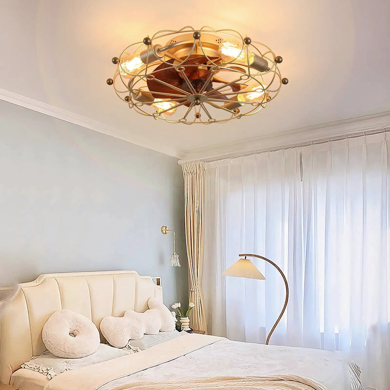 Low Profile Caged Ceiling Fan with Lights Remote Control by HouseOfZazla