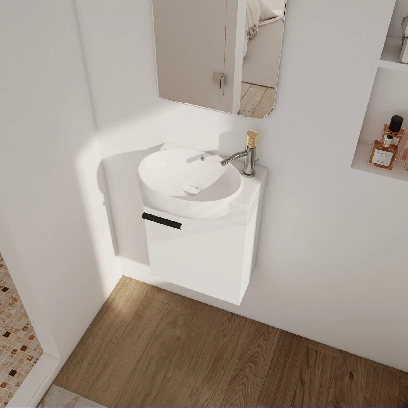Soft Close Doors Bathroom Vanity With Sink, 16 Inch by HouseOfZazla