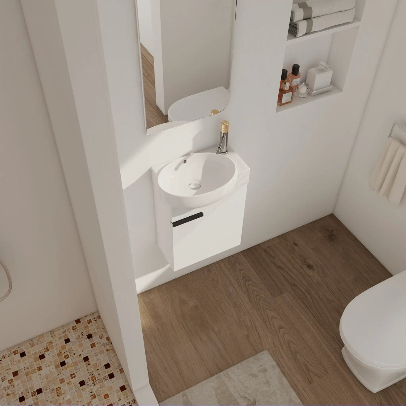 Soft Close Doors Bathroom Vanity With Sink, 16 Inch by HouseOfZazla