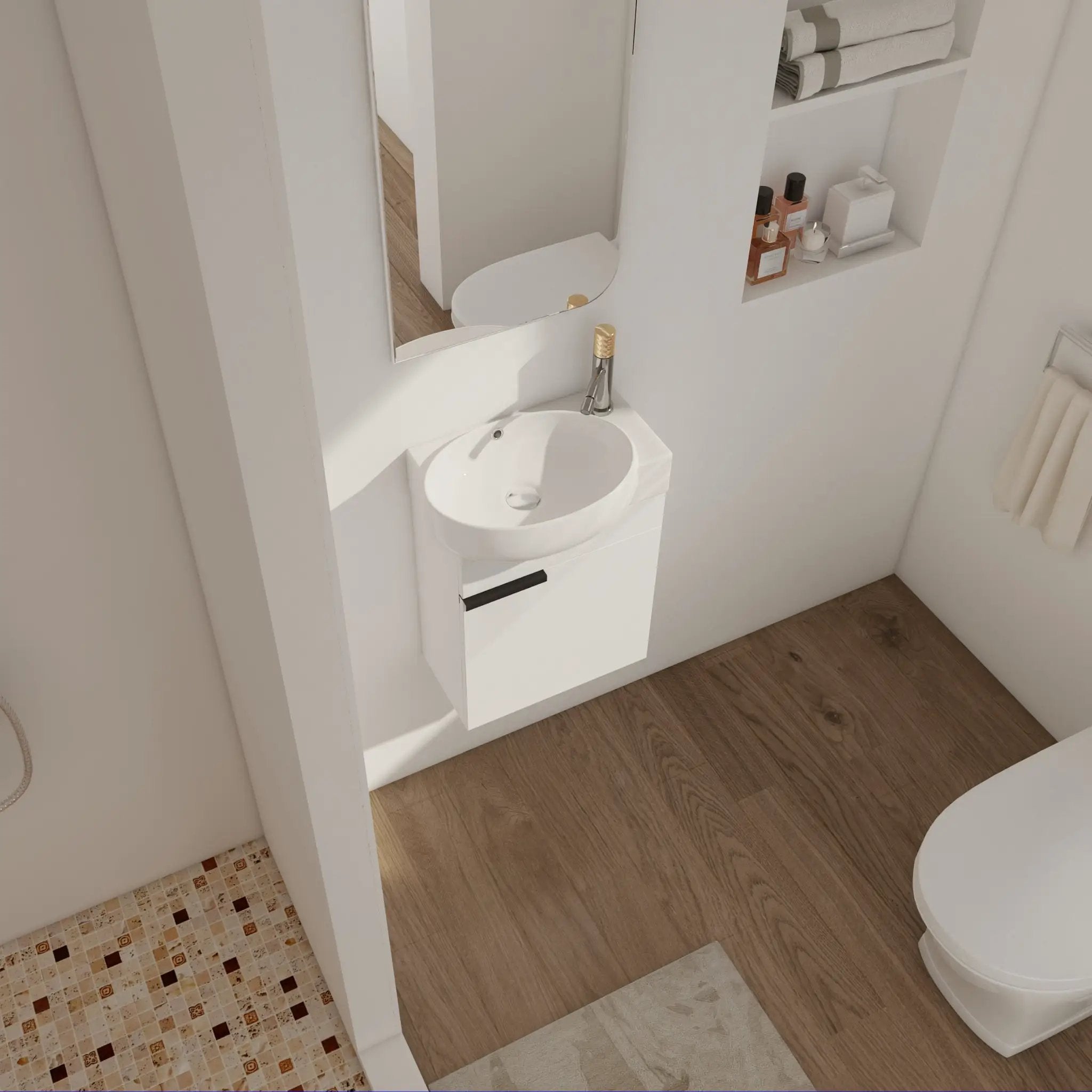 Soft Close Doors Bathroom Vanity With Sink, 16 Inch by HouseOfZazla