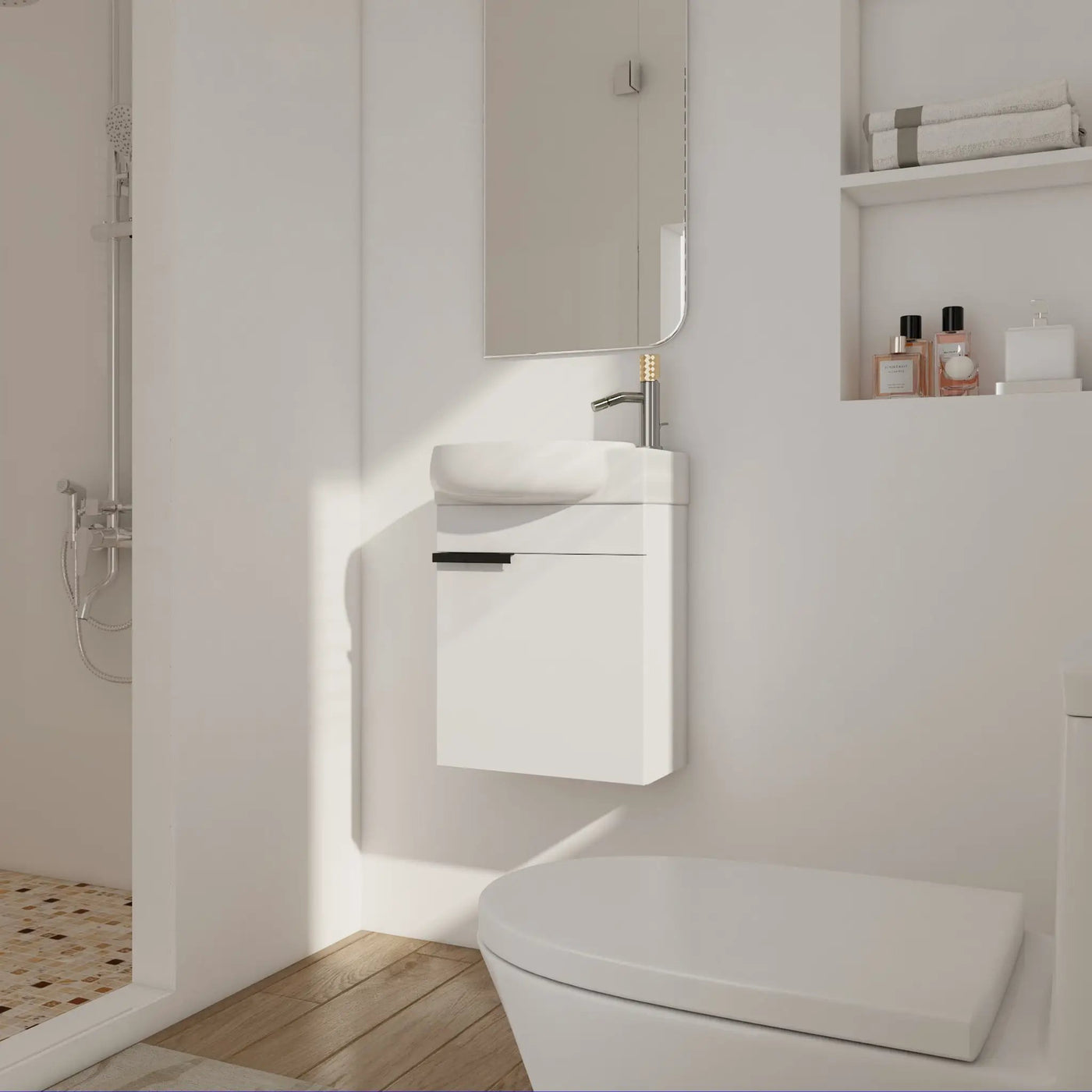 Soft Close Doors Bathroom Vanity With Sink, 16 Inch by HouseOfZazla
