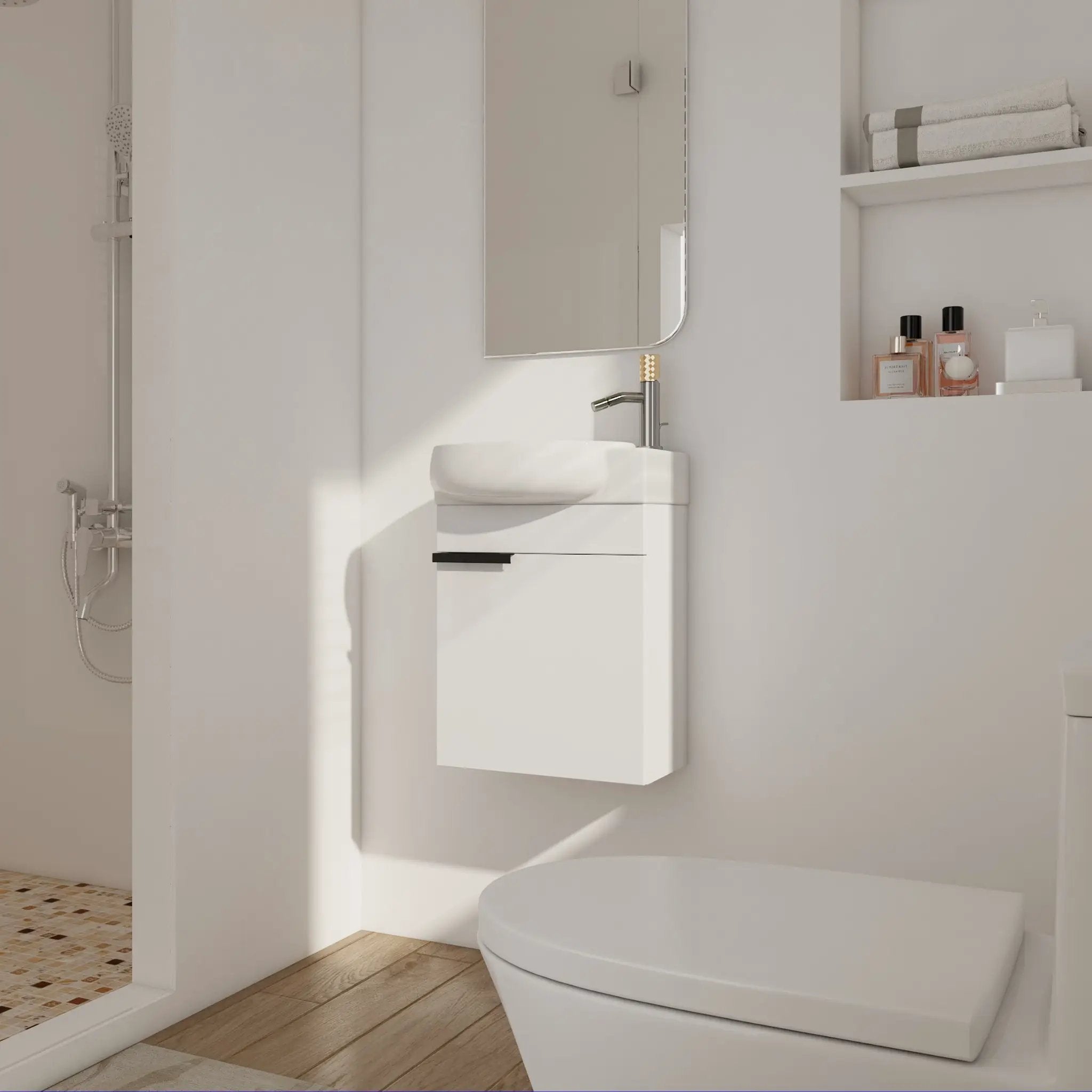 Soft Close Doors Bathroom Vanity With Sink, 16 Inch by HouseOfZazla