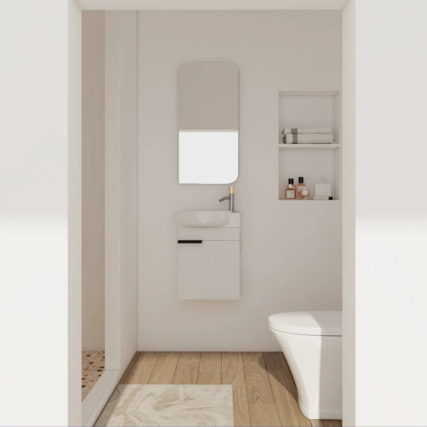 Soft Close Doors Bathroom Vanity With Sink, 16 Inch by HouseOfZazla