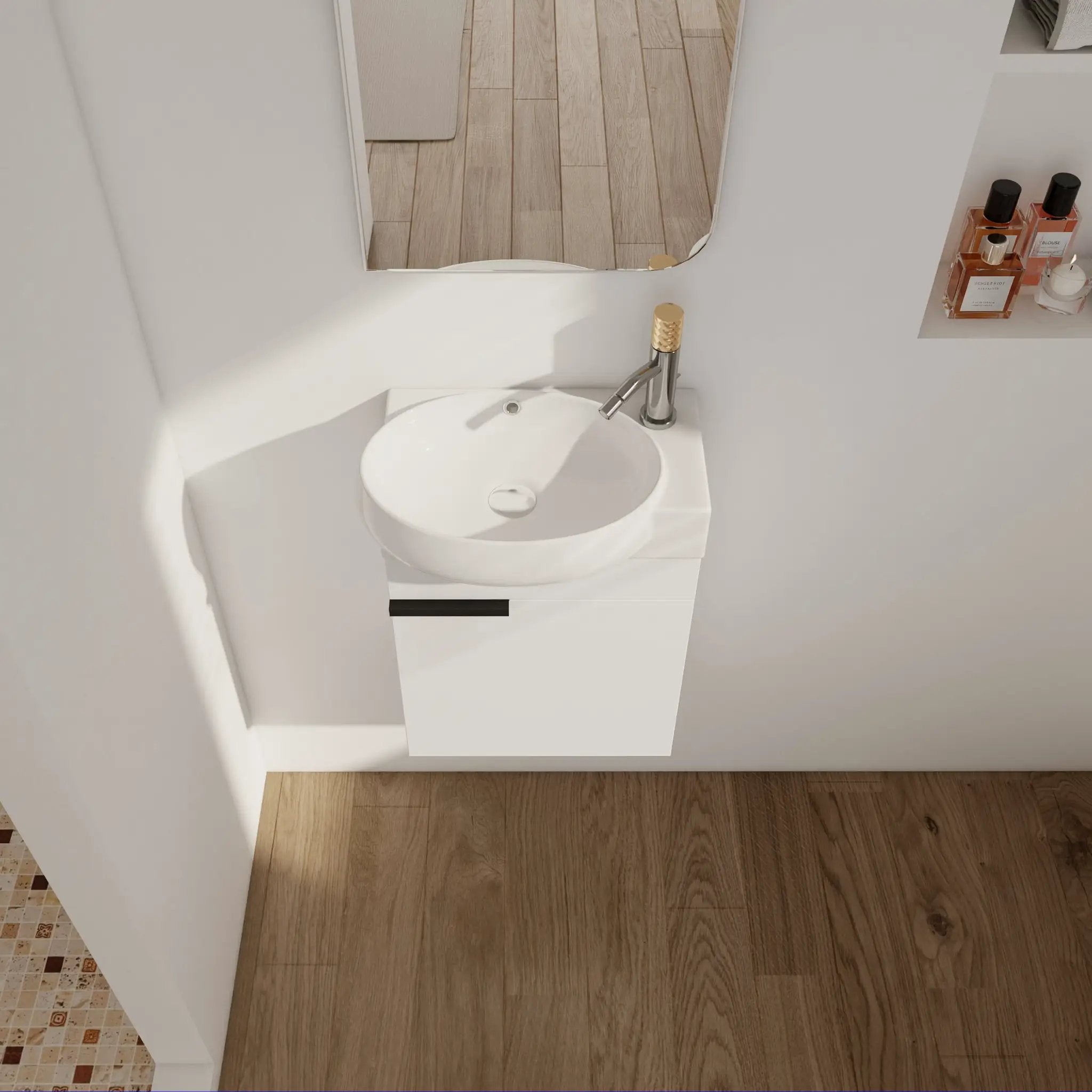 Soft Close Doors Bathroom Vanity With Sink, 16 Inch by HouseOfZazla