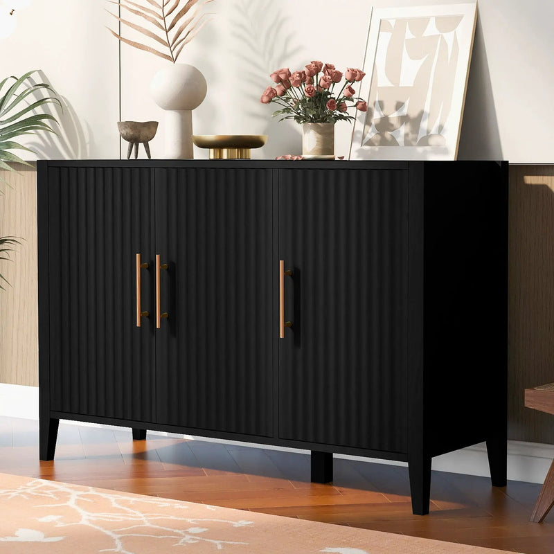 U-Style Wavy 3-Door Sideboard with Solid Pine Legs by HouseOfZazla
