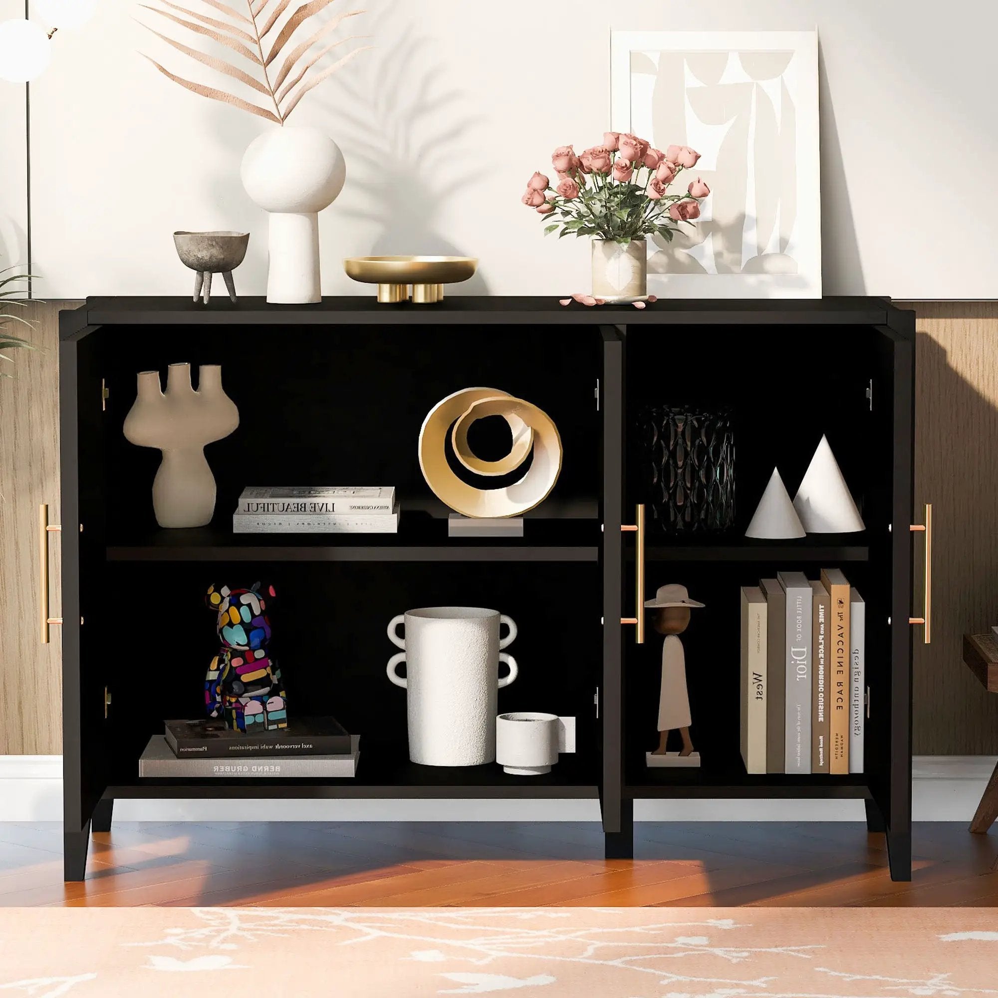 U-Style Wavy 3-Door Sideboard with Solid Pine Legs by HouseOfZazla
