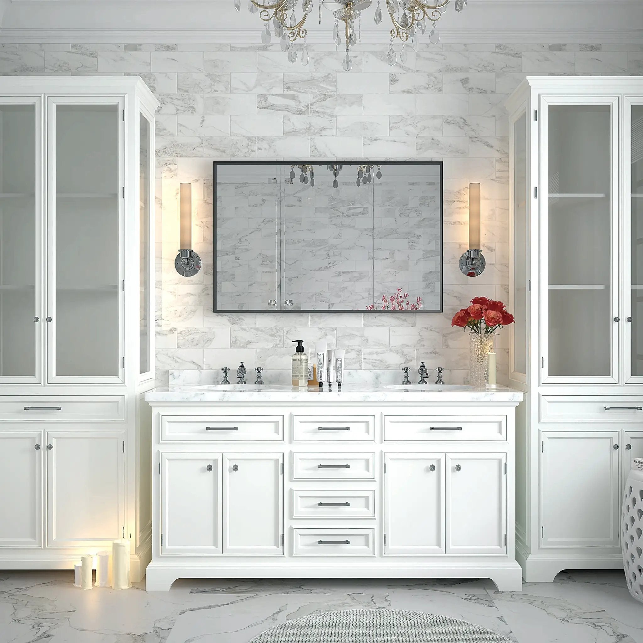 36x24 Inch Bathroom Mirror with Beveled Edge by HouseOfZazla