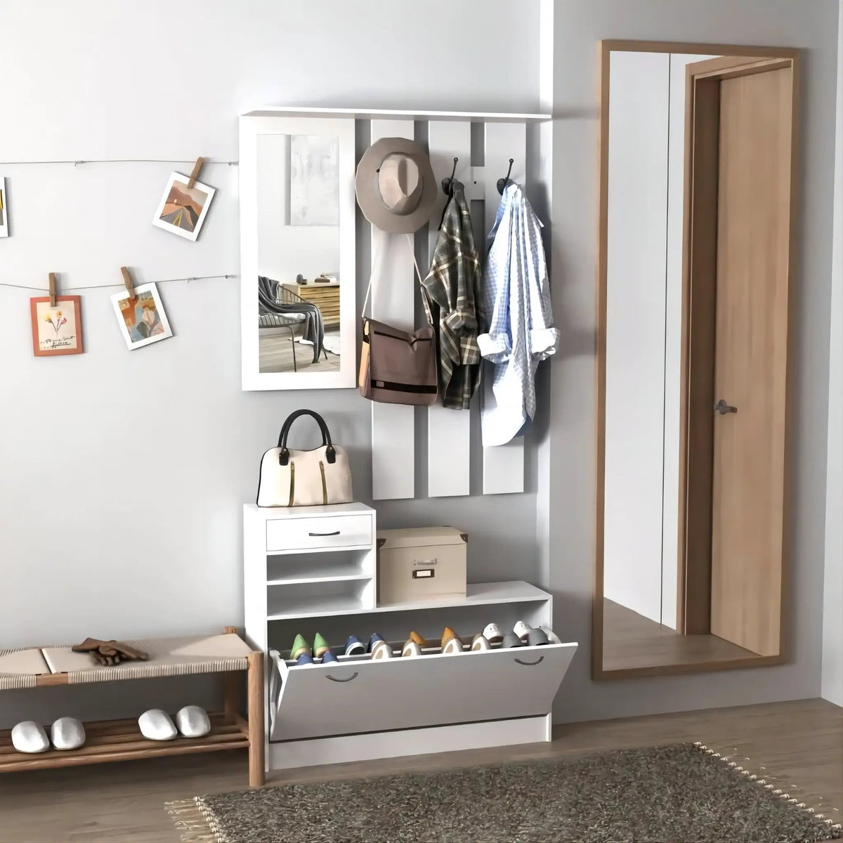 Combination Model Gate Cabinet with Shoe Cabinet & Hang Shelf by HouseOfZazla