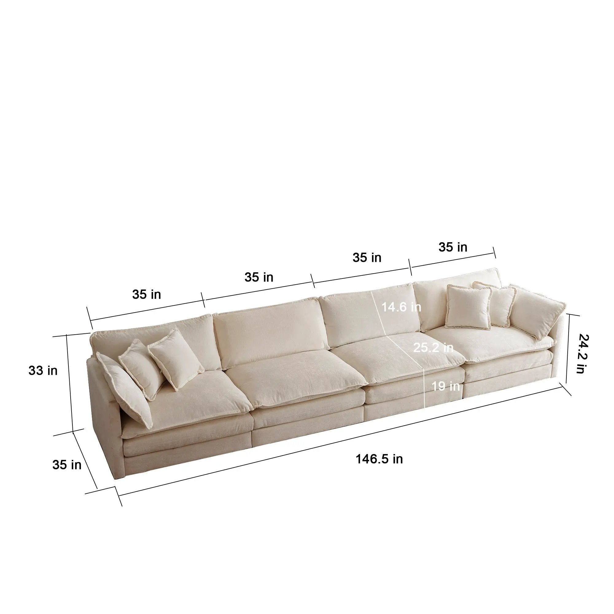 Comfort U Shaped Couch with Reversible Chaise by HouseOfZazla