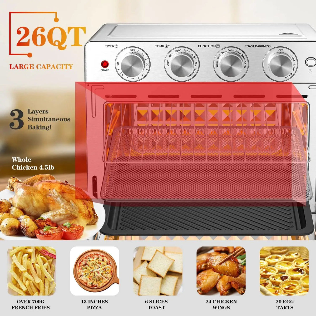 Geek Chef 6 Slice 26QT Air Fryer and Toaster Oven Combo by HouseOfZazla