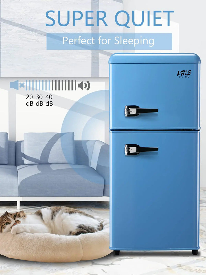 3.5 Cu.Ft Compact Refrigerator - Retro Mini Fridge with Freezer by HouseOfZazla