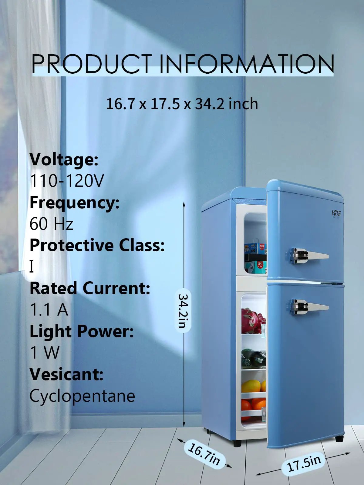 3.5 Cu.Ft Compact Refrigerator - Retro Mini Fridge with Freezer by HouseOfZazla