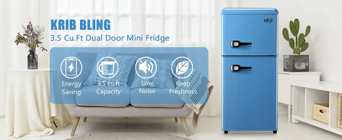 3.5 Cu.Ft Compact Refrigerator - Retro Mini Fridge with Freezer by HouseOfZazla