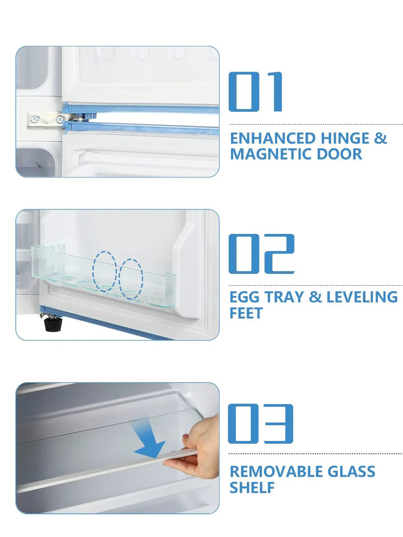 3.5 Cu.Ft Compact Refrigerator - Retro Mini Fridge with Freezer by HouseOfZazla