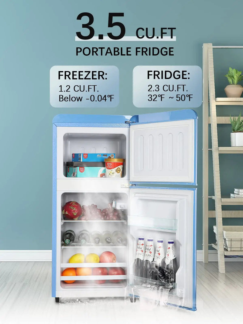 3.5 Cu.Ft Compact Refrigerator - Retro Mini Fridge with Freezer by HouseOfZazla