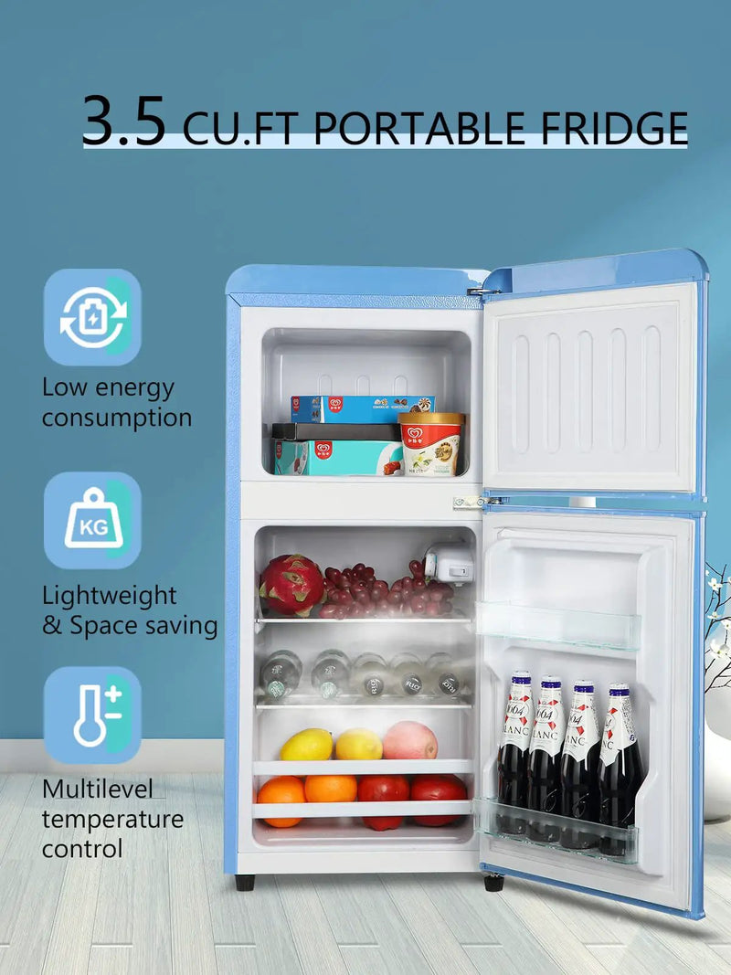 3.5 Cu.Ft Compact Refrigerator - Retro Mini Fridge with Freezer by HouseOfZazla