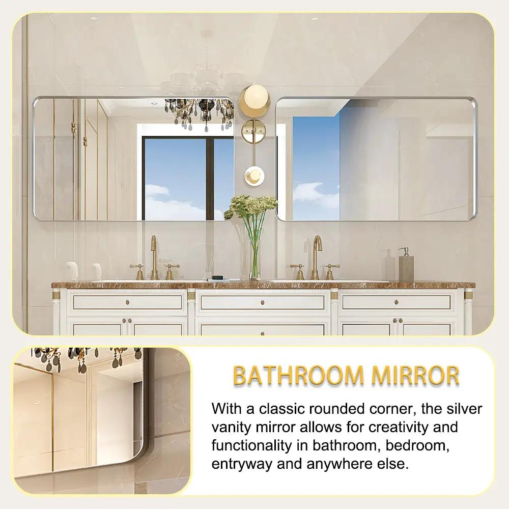 36x30 Inch Glossy Brushed Bathroom Mirror by HouseOfZazla