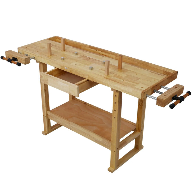 55-Inch Wooden Workbench with Rapid Action Woodworking Vise by HouseOfZazla